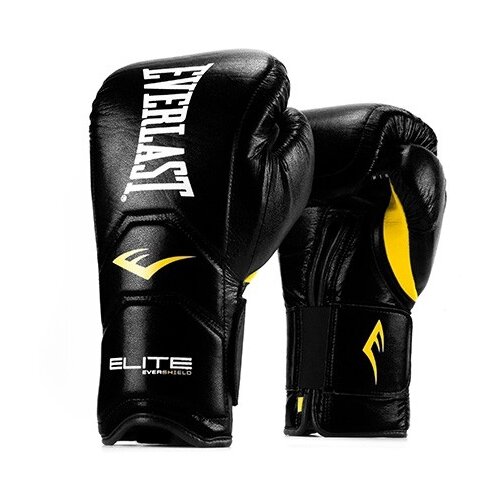 Перчатки тренировочные на липучке Everlast Elite Pro 14oz черные