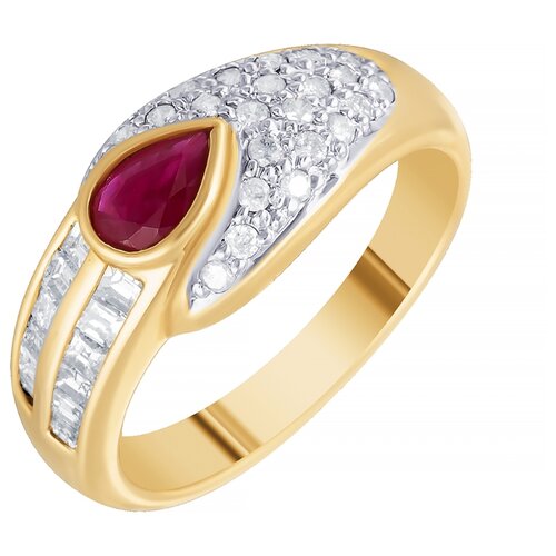 фото Jv кольцо из золота 585 пробы с рубином и бриллиантами s.bell1л--244-ru-yg, размер 17.25