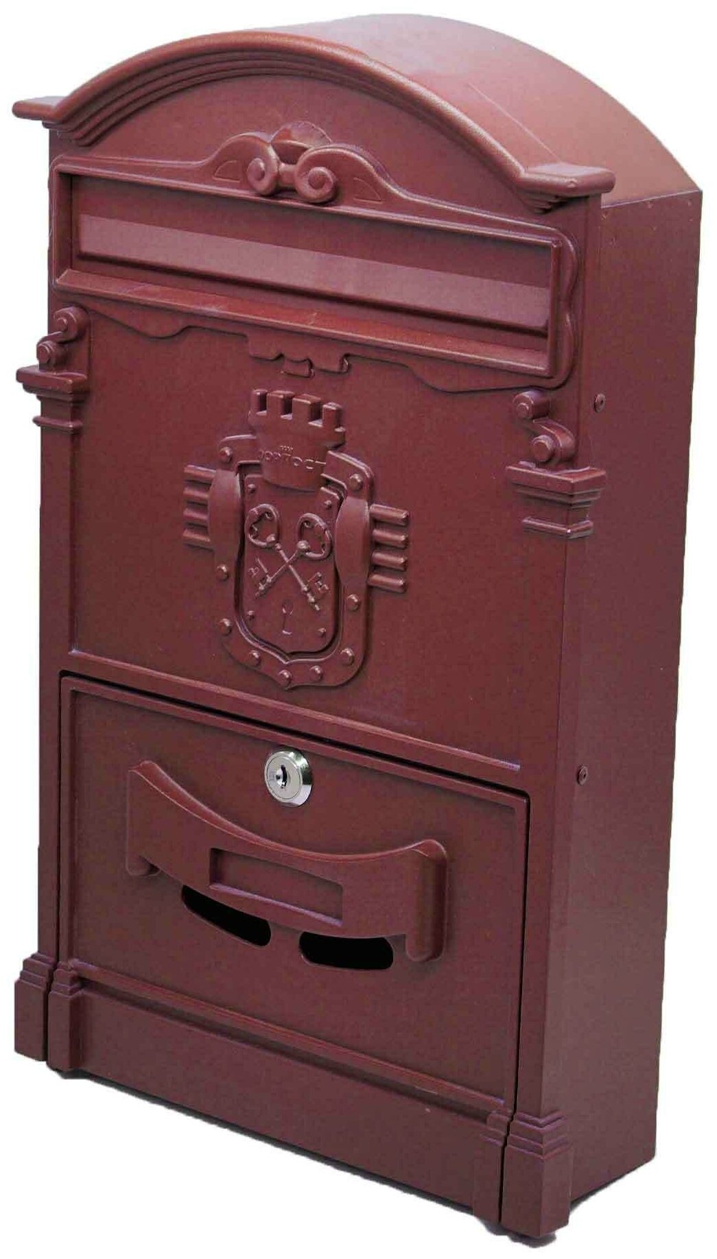 Почтовый ящик "Ключики" цвет: красное вино/ почтовый ящик металлический/ почтовый ящик с замком/ ящик почтовый/ почтовый ящик с замком уличный - фотография № 1