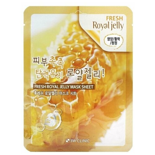 Маска тканевая с экстрактом маточного молочка, 23мл, Fresh Royal Jelly Mask Sheet, 3W Clinic, 8809689370044