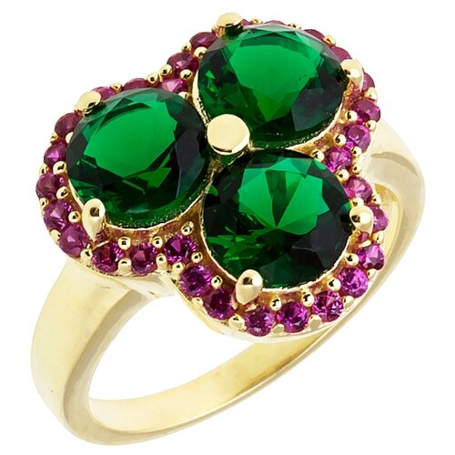 Кольцо Balex, бижутерный сплав, золочение, изумруд, рубин, размер 20, зеленый кольцо formygirl бижутерный сплав золочение нефрит размер 16 5 зеленый