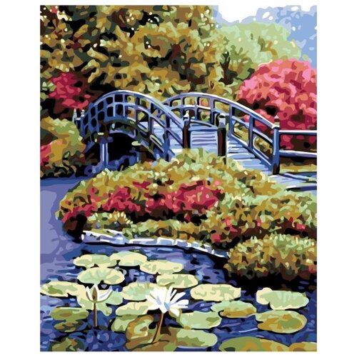 Картина по номерам Мост через пруд, 40x50 см картина по номерам пруд с кувшинками 40x50 см