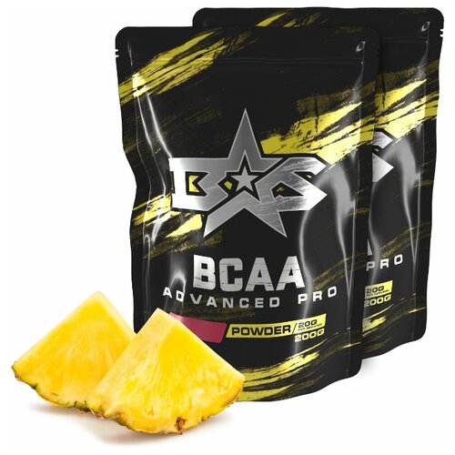 (2 УП х 200ГР) Аминокислотный комплекс Binasport "Advanced PRO BCAA" БЦАА порошок 400 г со вкусом ананаса