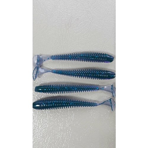 Мягкая силиконовая приманка Свинг (Ribbed Worm) 89мм,8шт Фиалка (Fialka).