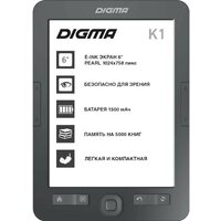 Электронная книга Digma K1 6" E-Ink HD, темно-серый