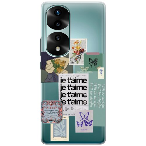 Силиконовый чехол с принтом Je Taime Stickers для Honor 70 Pro / Honor 70 Pro+ / Хонор 70 / 70 Про Плюс