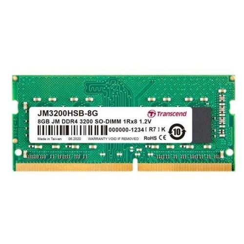 Оперативная память Transcend JetRam 8 ГБ DDR4 3200 МГц SODIMM CL22 JM3200HSB-8G модуль памяти transcend модуль памяти transcend 8gb jm ddr4 2666mhz u dimm 1rx16 1gx16 cl19 1 2v