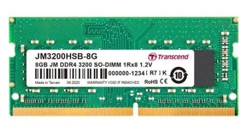 Оперативная память Transcend JetRam 8 ГБ DDR4 3200 МГц SODIMM CL22 JM3200HSB-8G
