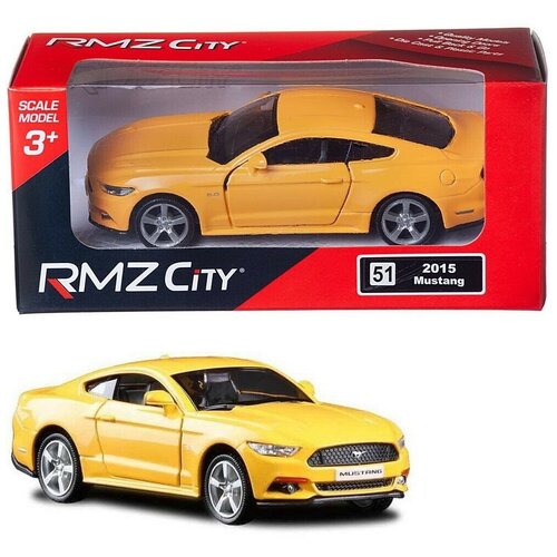 Машинка металлическая Uni-Fortune RMZ City Ford Mustang 2015 инерционная, желтый, 1 шт