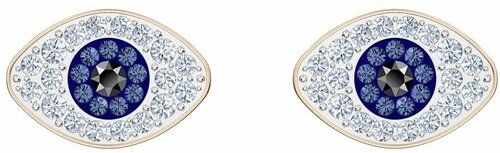 Серьги пусеты SWAROVSKI, кристаллы Swarovski, белый, золотой