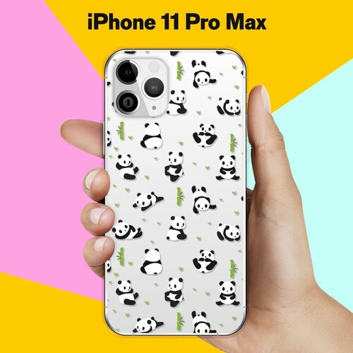 Силиконовый чехол Панды на Apple iPhone 11 Pro Max силиконовый чехол на apple iphone 11 pro max эпл айфон 11 про макс с рисунком tennis w soft touch черный