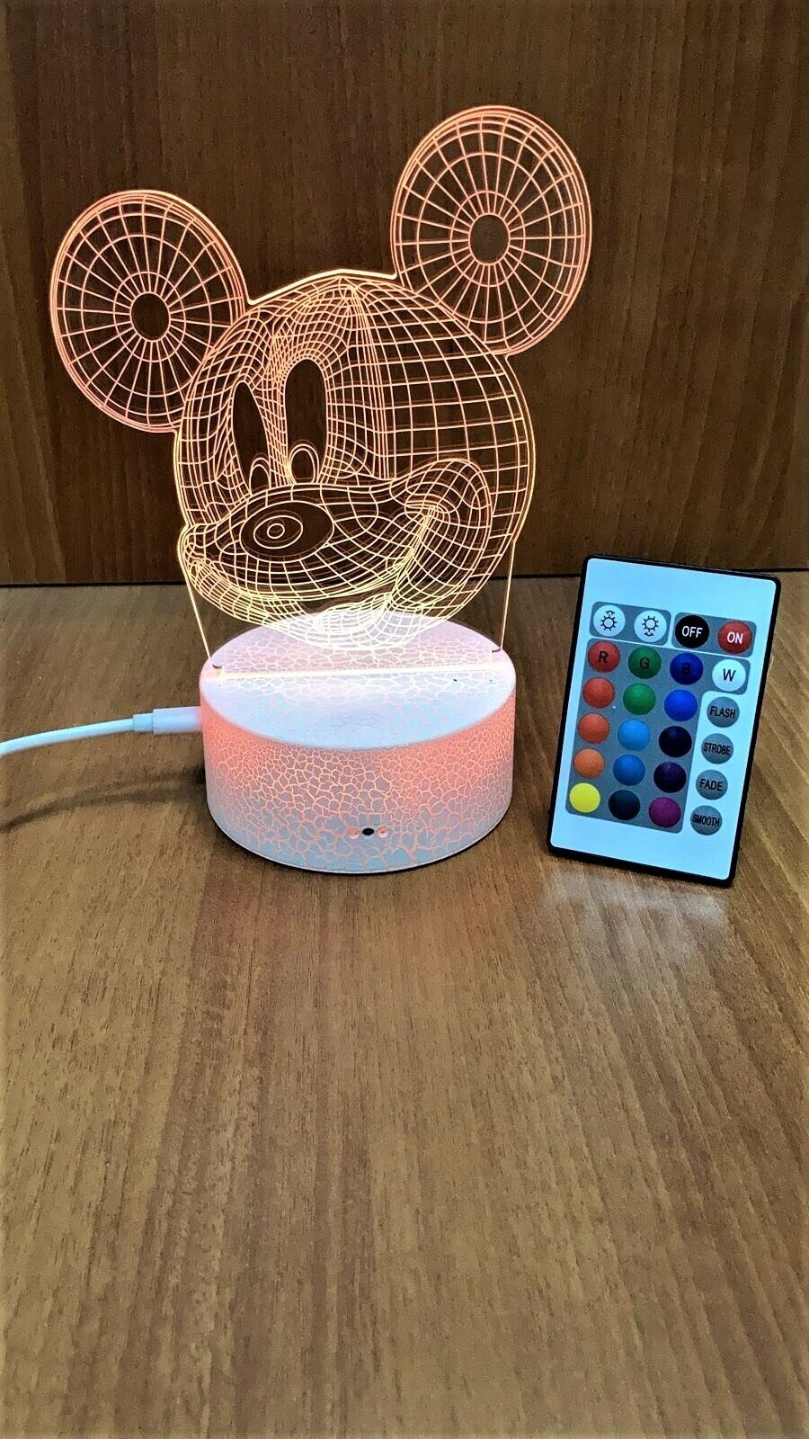 3D Светильник с пультом " Микки Маус " №90