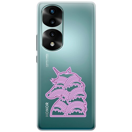 Силиконовый чехол с принтом Rainbow Unicorn для Honor 70 Pro / Honor 70 Pro+ / Хонор 70 / 70 Про Плюс силиконовый чехол с принтом hippie stickers для honor 70 pro honor 70 pro хонор 70 70 про плюс