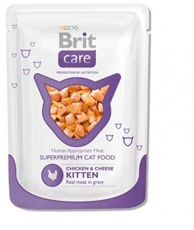 Brit Паучи для котят Care с курицей и сыром (Chicken Cheese Kitten) 100122 | Chicken Cheese Kitten 008 кг 38515 (8 шт)