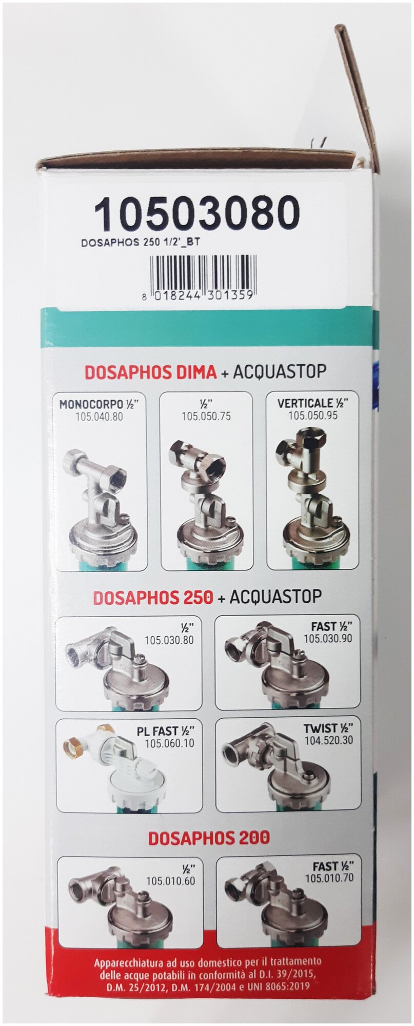 Умягчитель проточной воды дозатор Dosaphos 250 1/2"-ВТ 2  картриджа в комплекте GEL 10503080