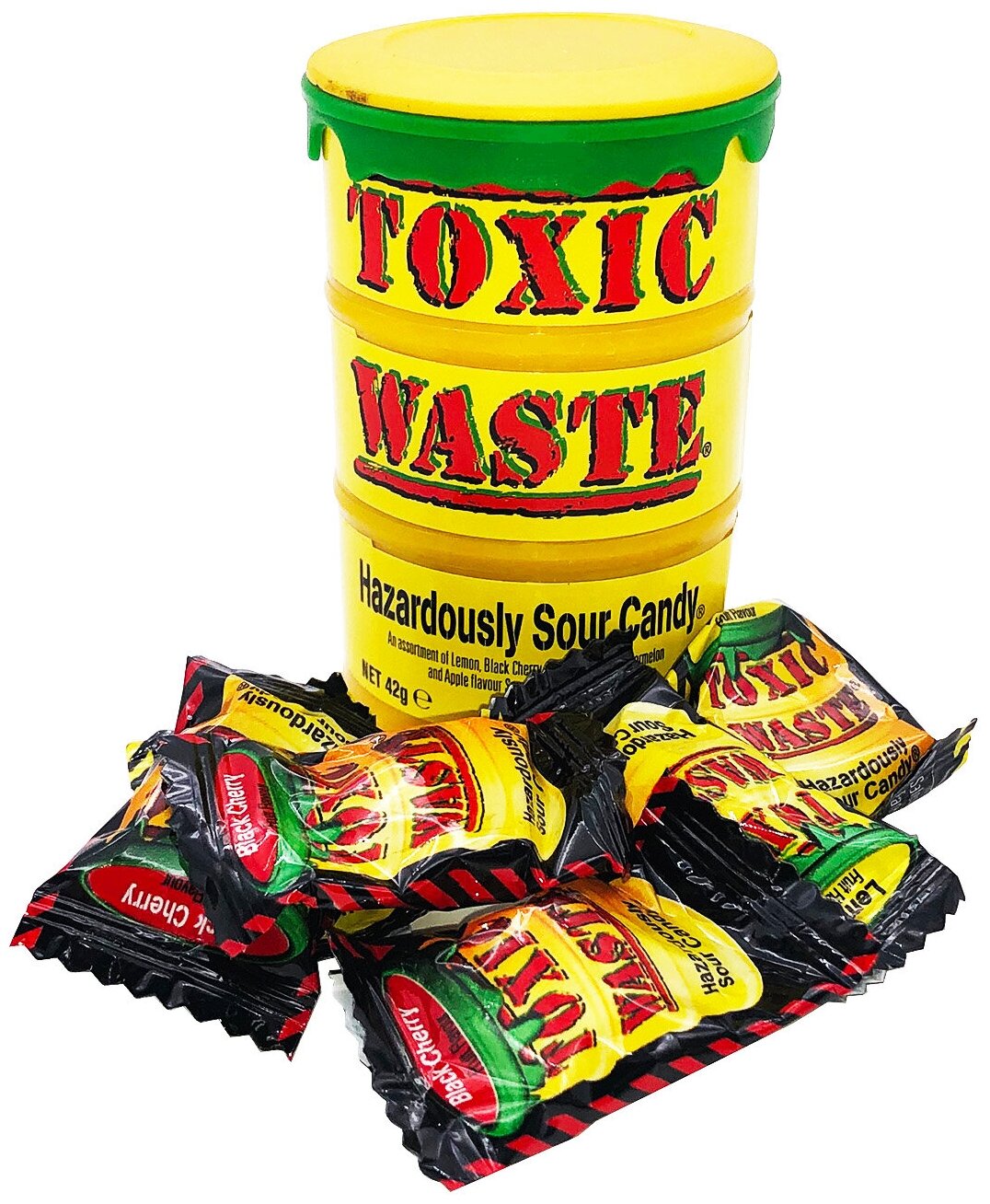 Кислые леденцы Toxic Waste Hazardously Sour Candy (желтая бочка), 42 г