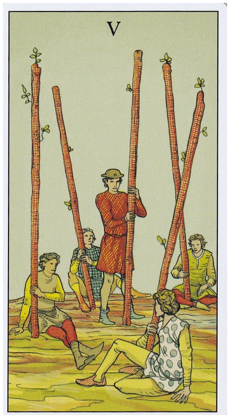 Карта дня пятерка жезлов таро значение