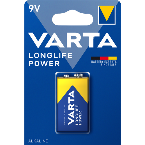 Батарейка Varta LONGLIFE POWER (HIGH ENERGY) Крона 6LR61 BL1 Alkaline 9V (4922) (1/10/50) (1 шт.) VARTA 04922121411