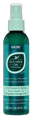 Hask Tea Tree Oil Несмываемый спрей для волос 5-в-1 с маслом чайного дерева и экстрактом розмарина, 175 г, 175 мл, аэрозоль