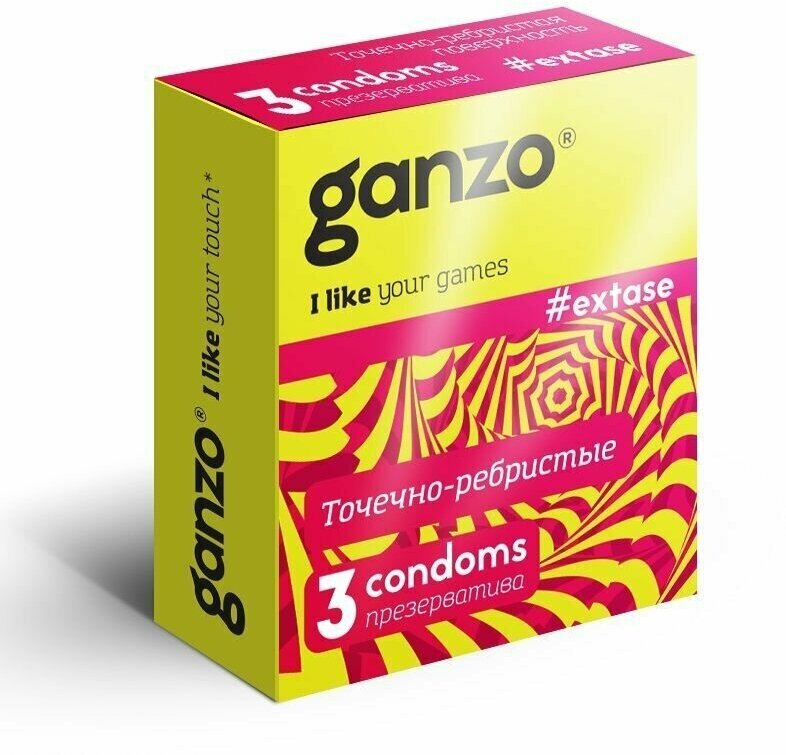 Презервативы анатомической формы с точечной и ребристой структурой Ganzo Extase - 2 упаковки по 3 штуки