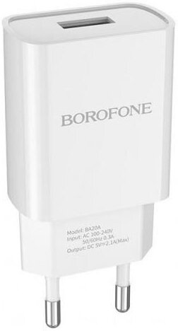 Сетевое зарядное устройство Borofone BA20A Sharp 2.1A (белый)