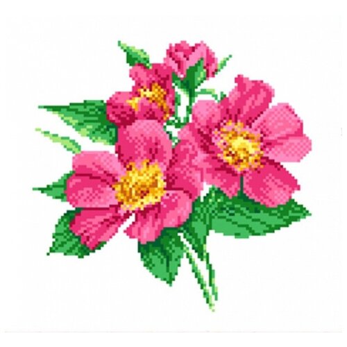 фото Набор ветка шиповника канва с рисунком 25х25 каролинка кткн 132 (р)