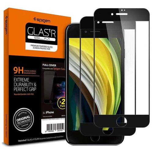 Защитное стекло Spigen Glas. tR Slim Full Cover 2pcs (AGL01315) для iPhone 7/8/SE 2020 (Black)
