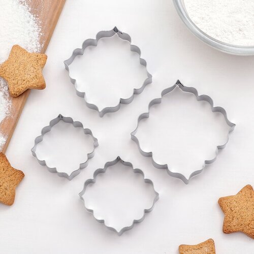 Набор форм для вырезания печенья Рамка с орнаментом 4 шт цвет хромированный 316₽
