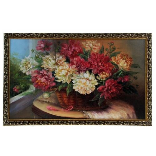 Картина Пионы в корзине 67х107 см рамка микс картина орхидея и камни 33х43 см рамка микс