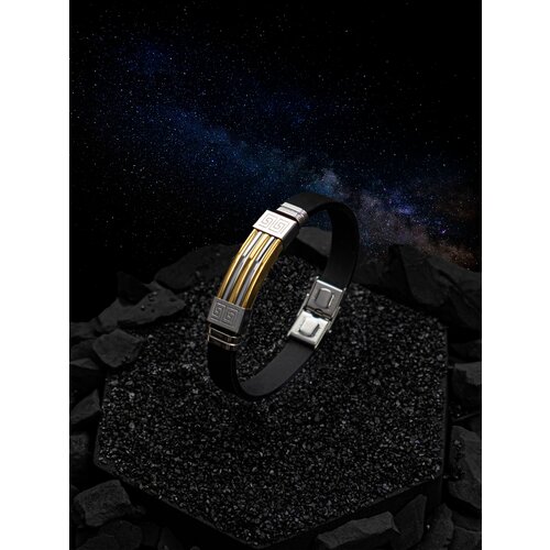 фото Каучуковый браслет с золотой вставкой и орнаментом 2beman