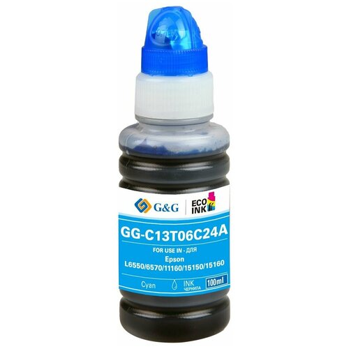 GG GG-C13T06C24A чернила (Epson 112 - C13T06C24A) голубой 100 мл (совместимый) картридж epson c13t06c24a 112c голубой