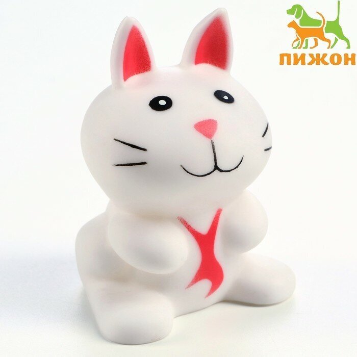 Игрушка пищащая "Кот" для собак, 8,5 см, белая - фотография № 1