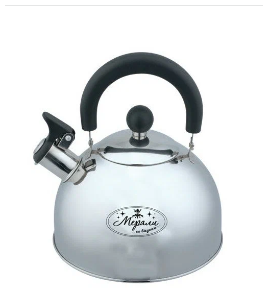 Чайник со свистком 2,5 литра Мерали из нержавеющей стали для всех видов плит поворотная ручка