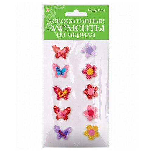 фото Декоративные элементы из акрила, набор №14 "бабочки и цветочки" альт