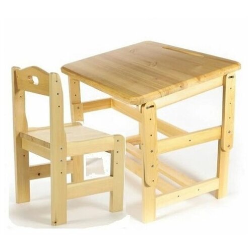 Набор стол-парта со стульчиком регулируемый по высоте, деревянный, для детей от 1 до 4 лет