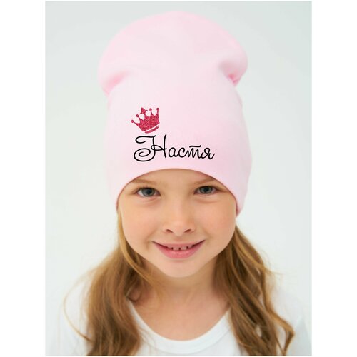 фото Шапка бини валерия мура для девочек демисезонная, хлопок, размер 92, розовый