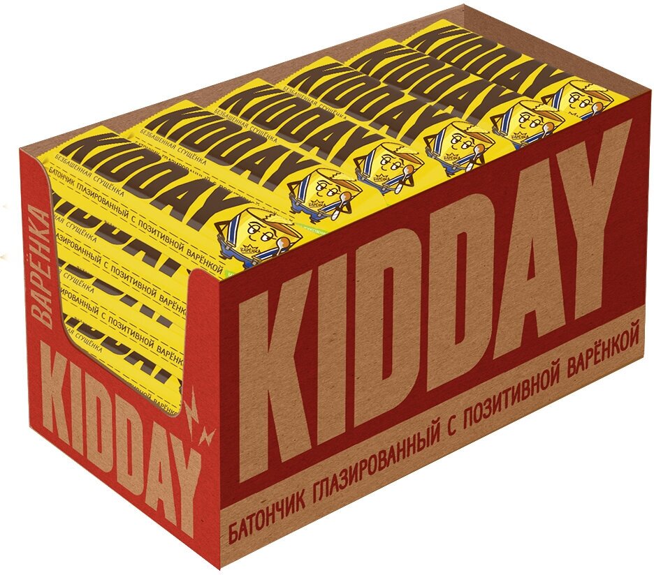 Батончик глазированный «KIDDAY» с начинкой со вкусом "Вареная Сгущенка", 40гр. - фотография № 1