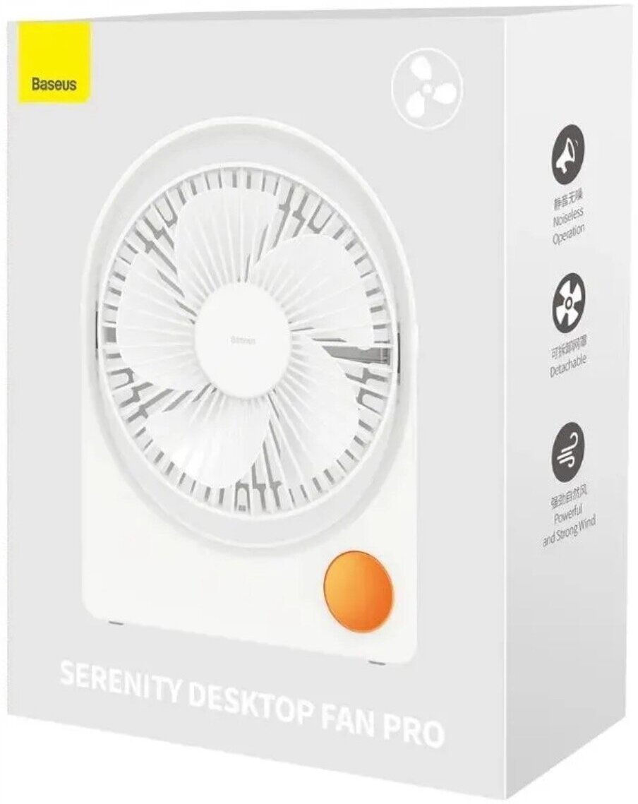 Настольный портативный вентилятор Baseus Serenity Pro, 2000 mAh, Белый, ACJX000002 - фотография № 8