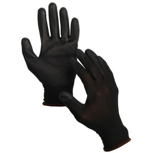 Перчатки нейлоновые, с латексной пропиткой, размер 9, чёрные