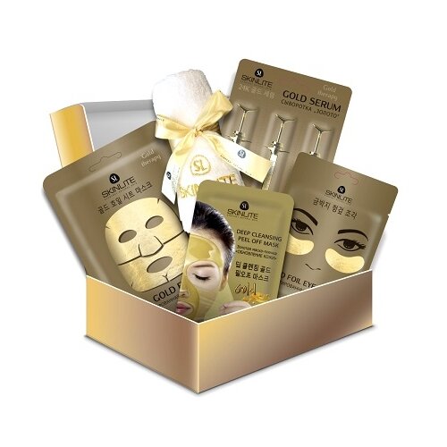 Skinlite Магия золота подарочный набор для женщин косметический для ухода beauty box маски для лица патчи для глаз