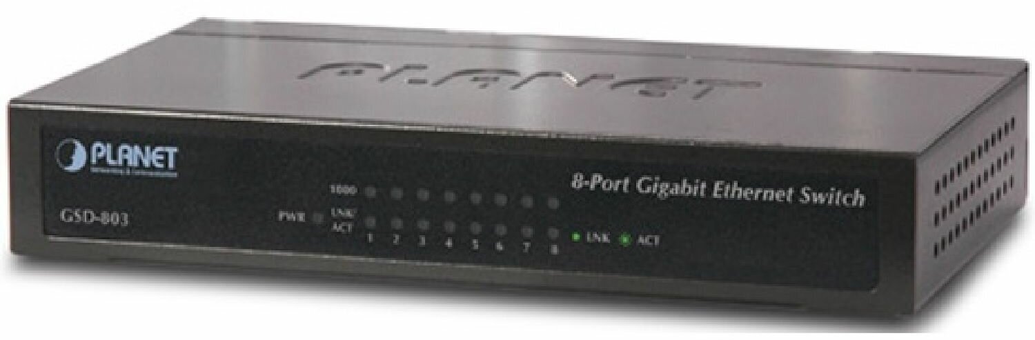 Коммутатор Planet 8-Port 10/100Mbps Fast Ethernet Switch, Metal