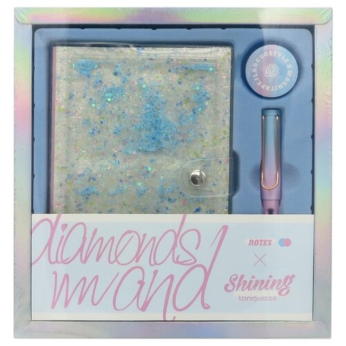 фото Канцелярский набор diamonds блокнот, ручка и скотч белый languo