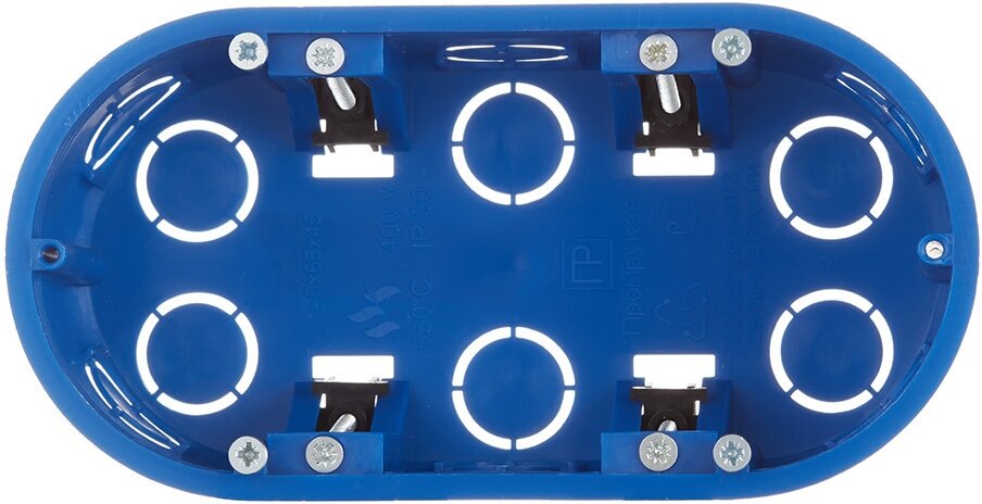 Подрозетник Промрукав (80-0620) для гипсокартона 140х68х45 мм 12 вводов синий IP20 с пластмассовыми лапками с винтами безгалогенный - фотография № 9