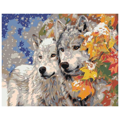 картина по номерам пара волков 40x50 см Картина по номерам Пара волков, 40x50 см