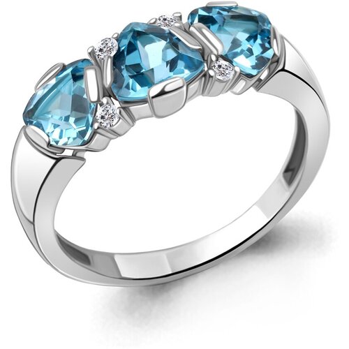 фото Кольцо diamant online, серебро, 925 проба, фианит, топаз, размер 17.5