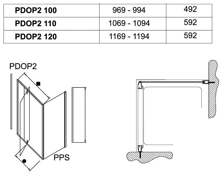 Pivot PDOP2-120 03GG0C00Z1 Дверь распашная + стекло транспарент (блестящий, 190х120 см) Ravak - фото №17