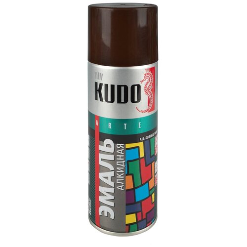KUDO KU-1012 эмаль универсальная, коричневая, аэрозоль 520 мл\ грунт спрей для пластика черная ral 9005 520 мл kudo ku 6002 kudo арт ku 6002