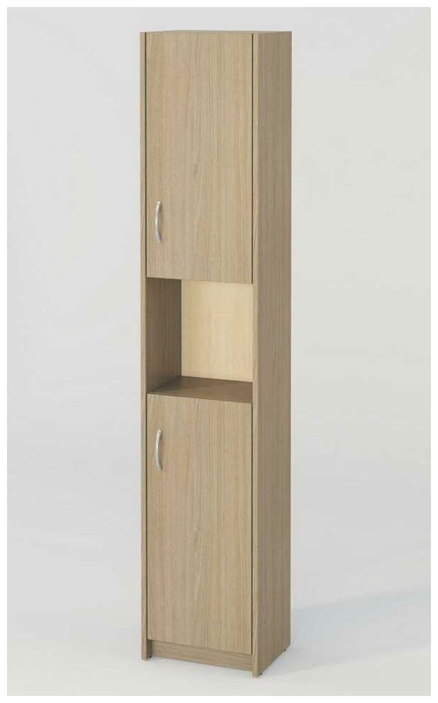 Шкаф-пенал узкий 5 полочек 2 двери 36,4х32,6 см. МагМебель Миланика-16 правый ясень шимо светлый