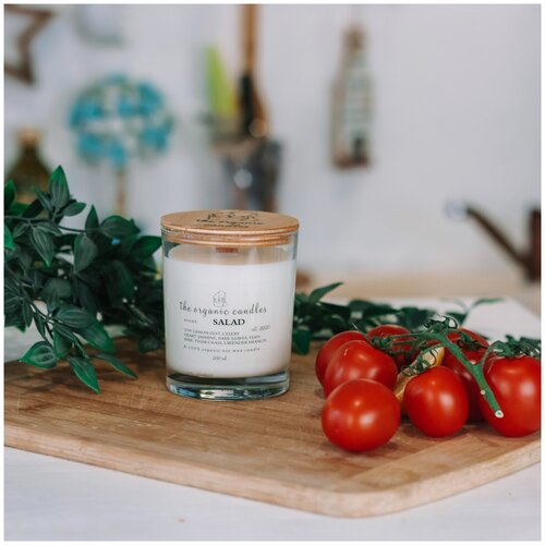 Свеча ароматическая соевая с деревянным фитилем The Organic Candles Салат - Salad200 ml