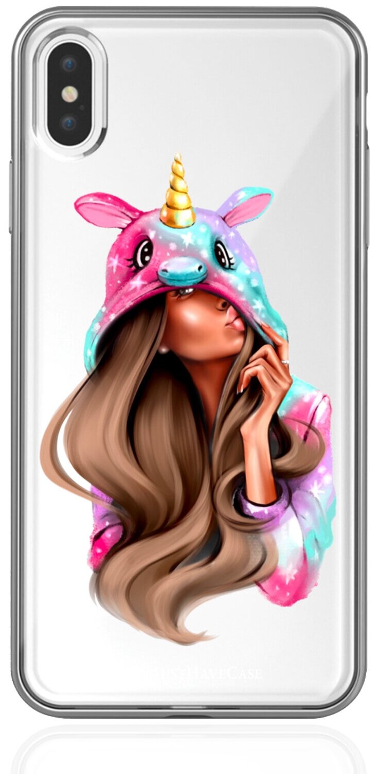 Прозрачный силиконовый чехол MustHaveCase для iPhone XsMax Unicorn Girl для Айфон 10С Макс Противоударный